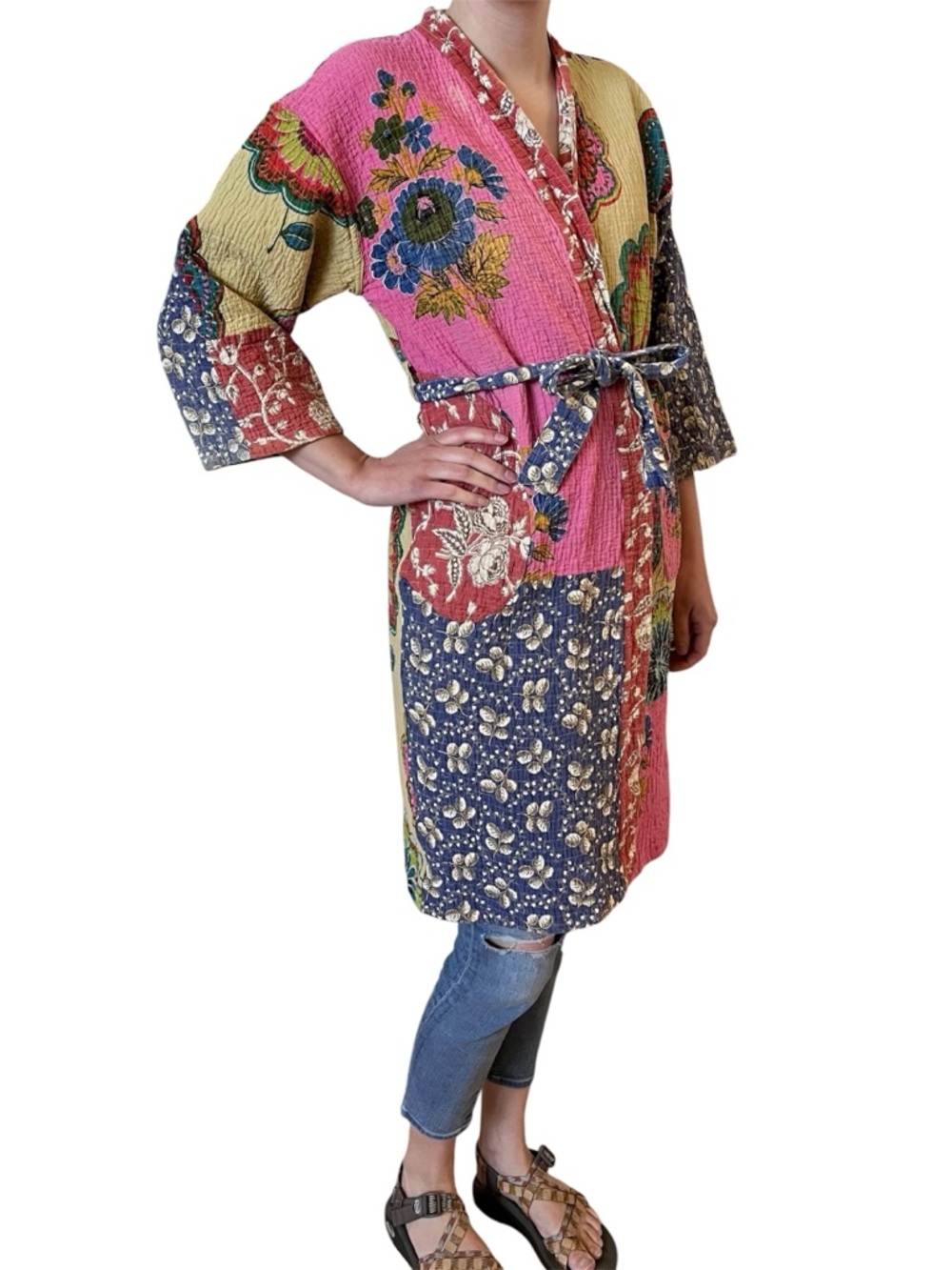 Anthropologie Zoey Quilted Patchwork Robe Duster
